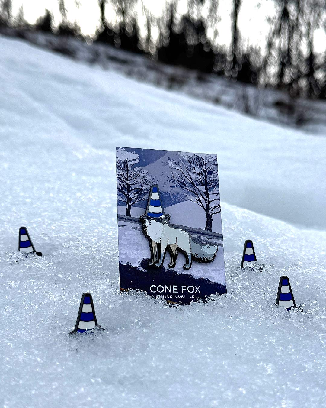 CONE FOX – Winter Coat Enamel Pin