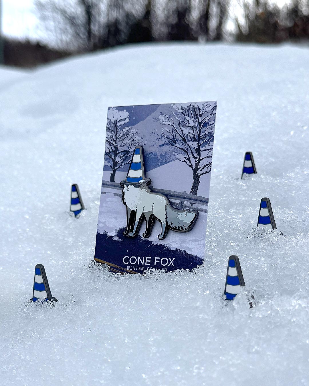 CONE FOX – Winter Coat Enamel Pin